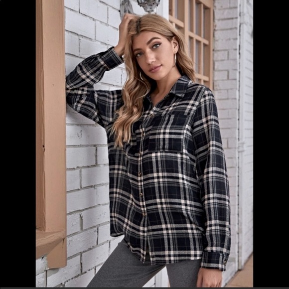 Plaid Boyfriend Shirt, S,M - Picture 6 of 8